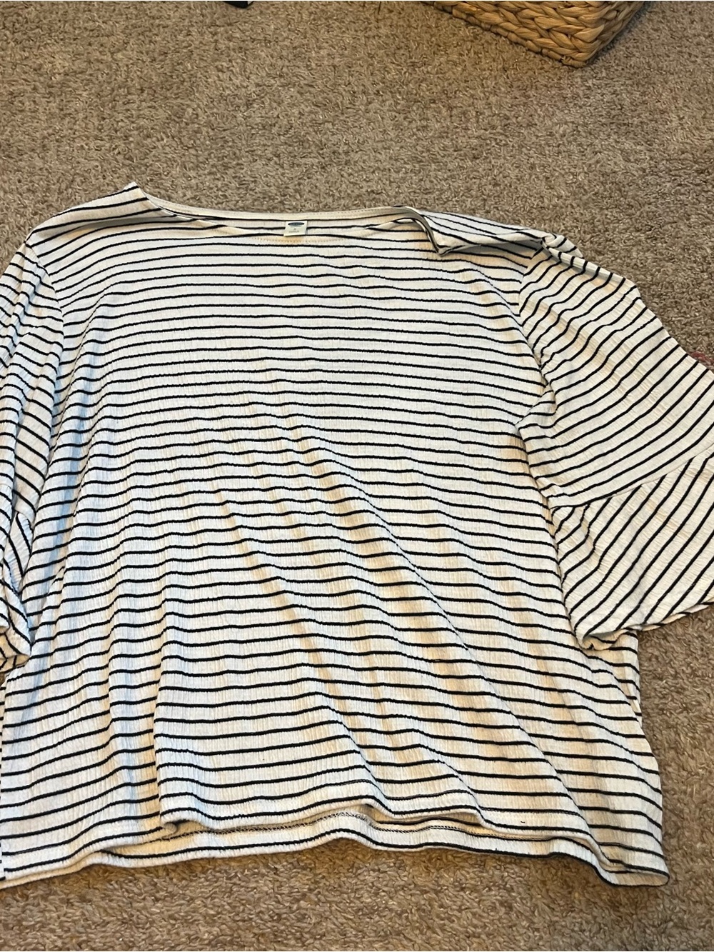 White Top with Black Horizontal Stripes with bell sleeves
